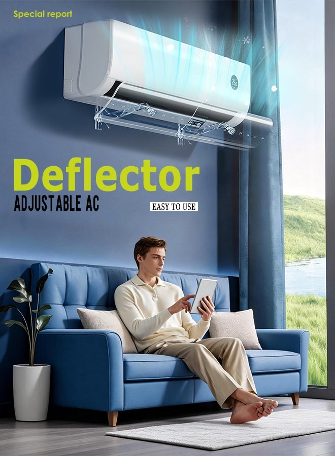 RESONIX AC Air Deflector Adjustable 50-102cm for Split Air Conditioner, Anti Direct Wind Shield 360° Rotatable No Drill Universal Air Flow Deflector - Image 2