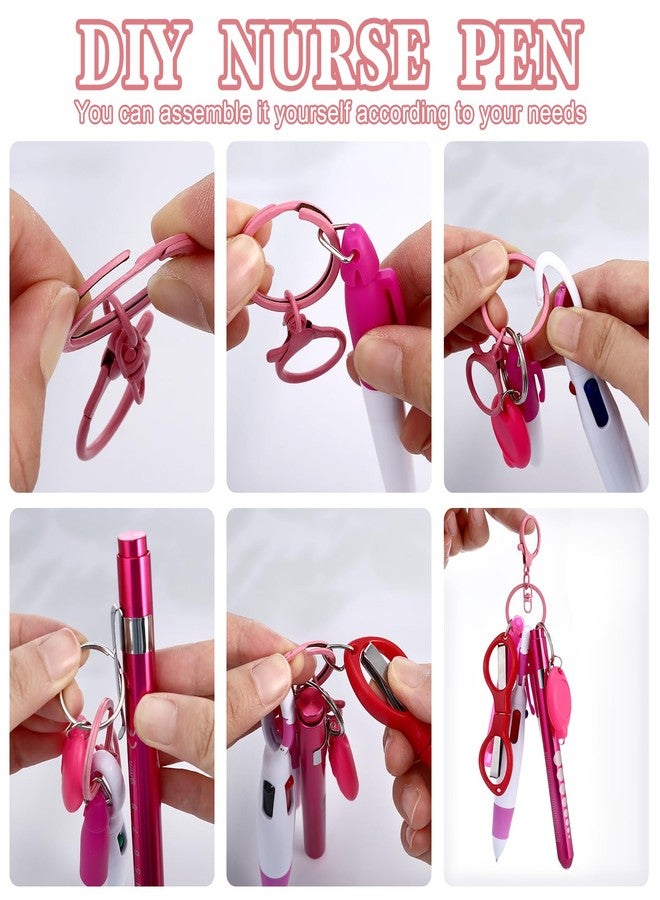 Draupnir 12 pcs Nurse Pen Set Two Colors Pink Purple Include Permanent Marker Pen Pen Lights for Nurses Retractable Ballpoint Pen Nursing Keychain Clip Foldable Scissors LED Flashlight Keychain for Nurses - Image 3