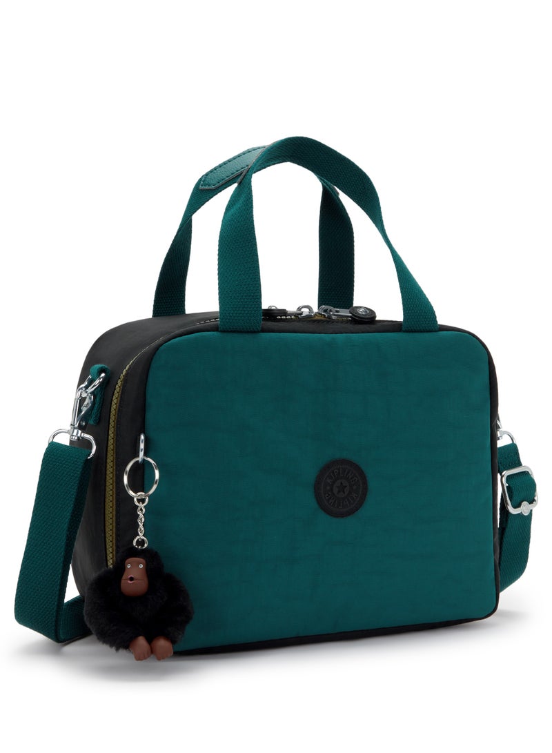 kipling Miyo Insulated Large lunch bag with trolley sleeve Black Khaki Block - Image 4