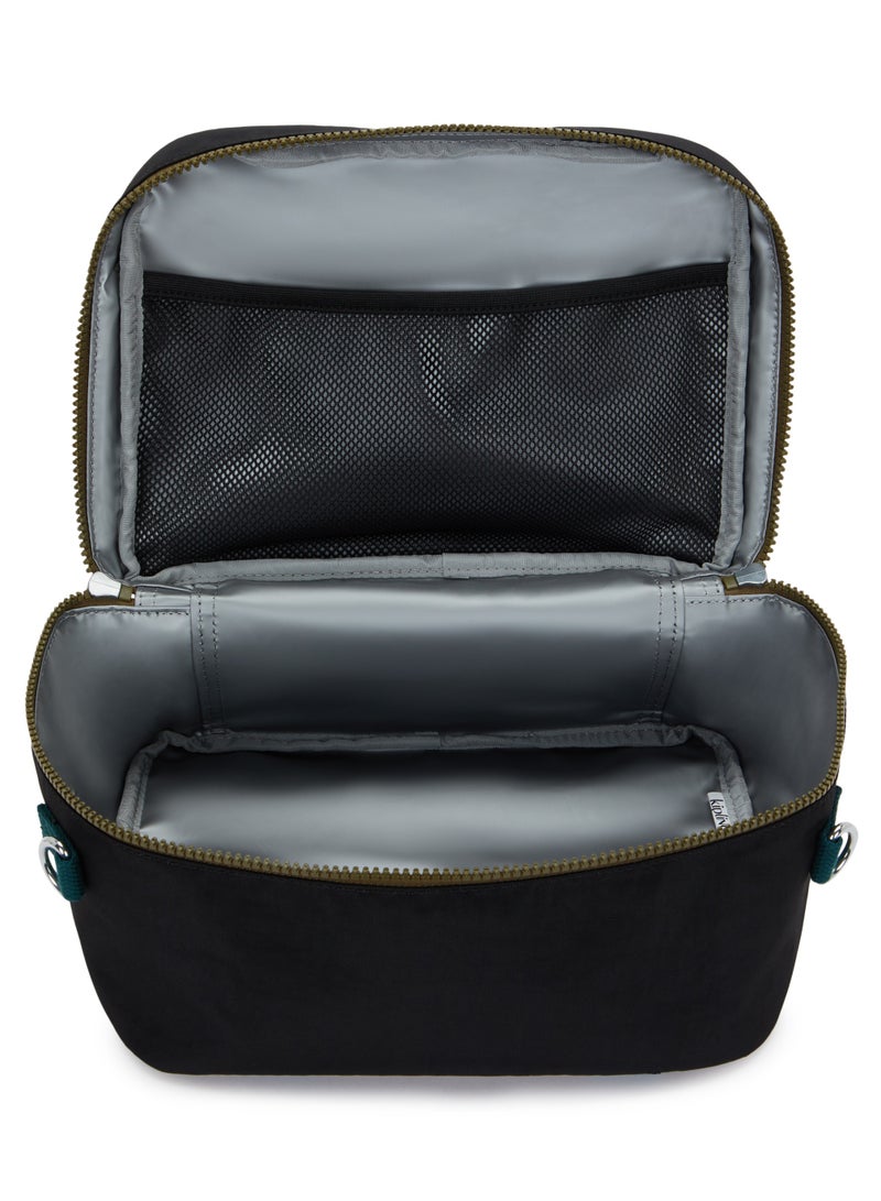 kipling Miyo Insulated Large lunch bag with trolley sleeve Black Khaki Block - Image 3