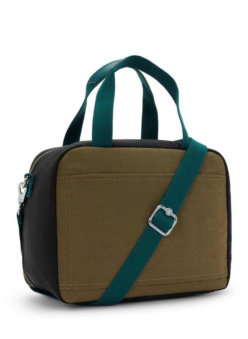 kipling Miyo Insulated Large lunch bag with trolley sleeve Black Khaki Block - Image 2