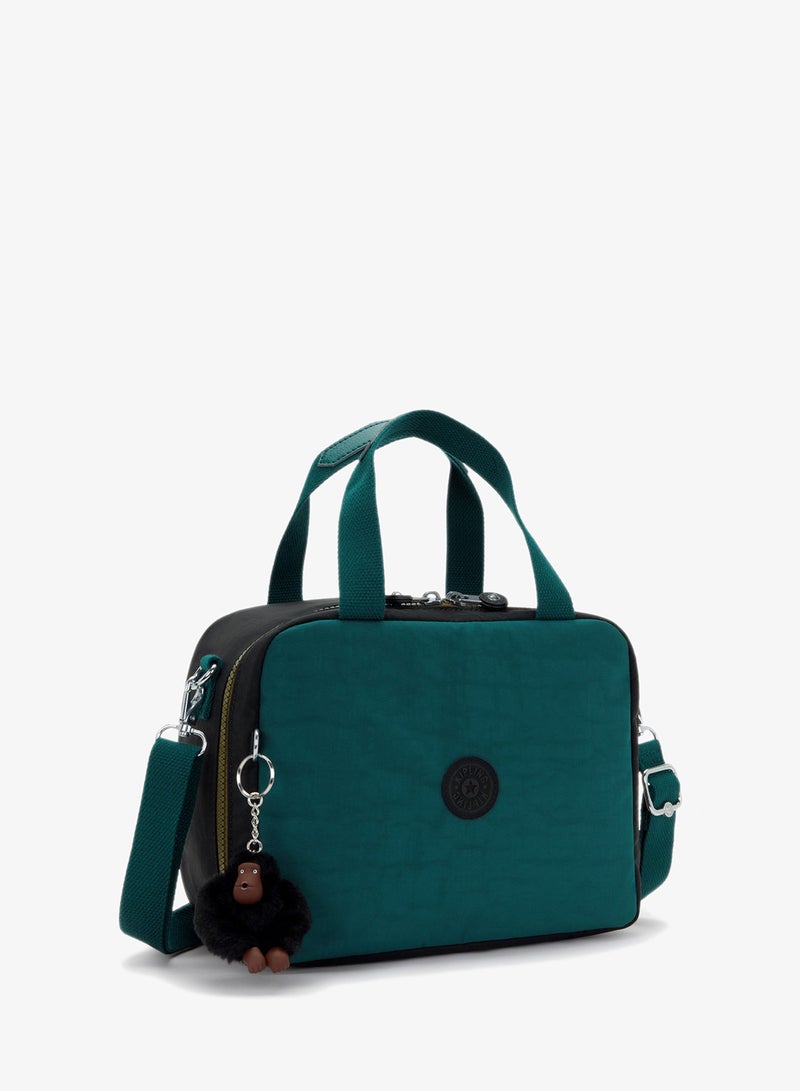kipling Miyo Insulated Large lunch bag with trolley sleeve Black Khaki Block - Image 4