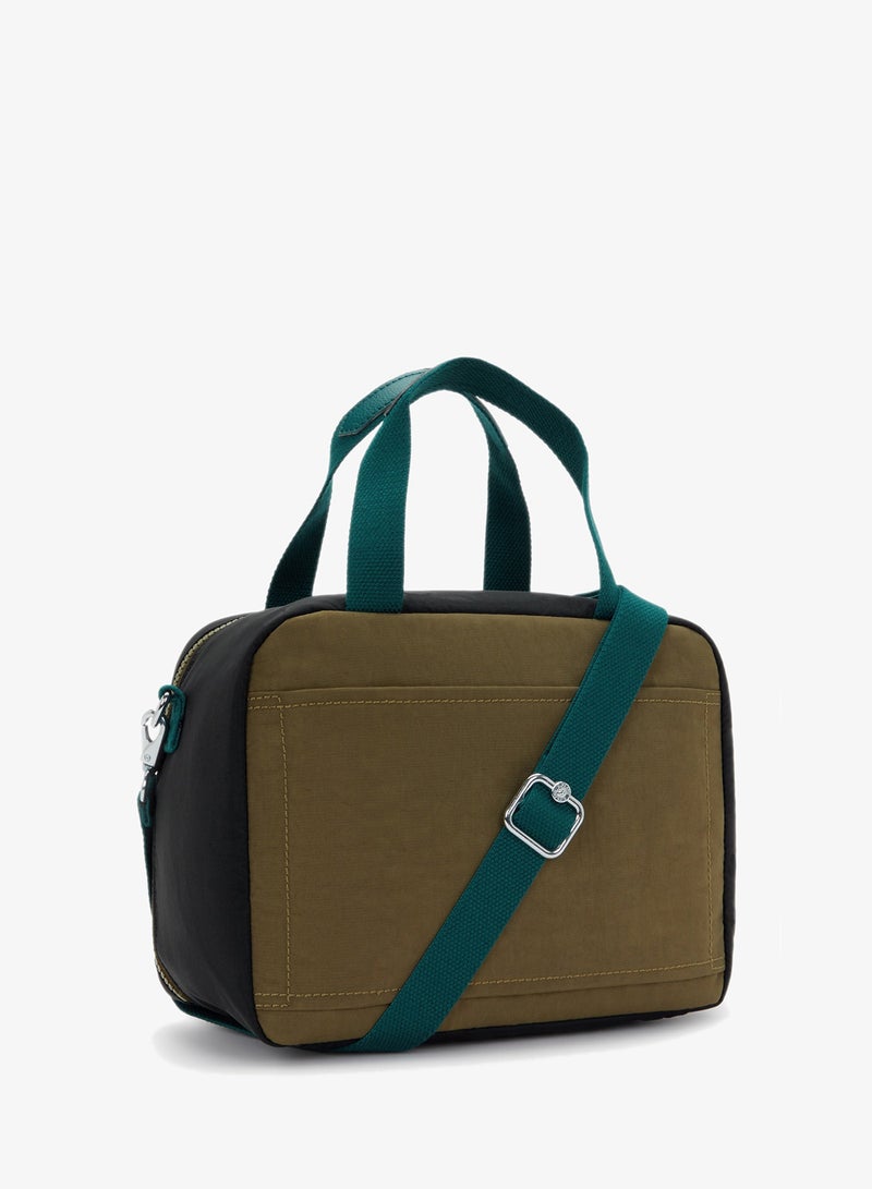 kipling Miyo Insulated Large lunch bag with trolley sleeve Black Khaki Block - Image 2