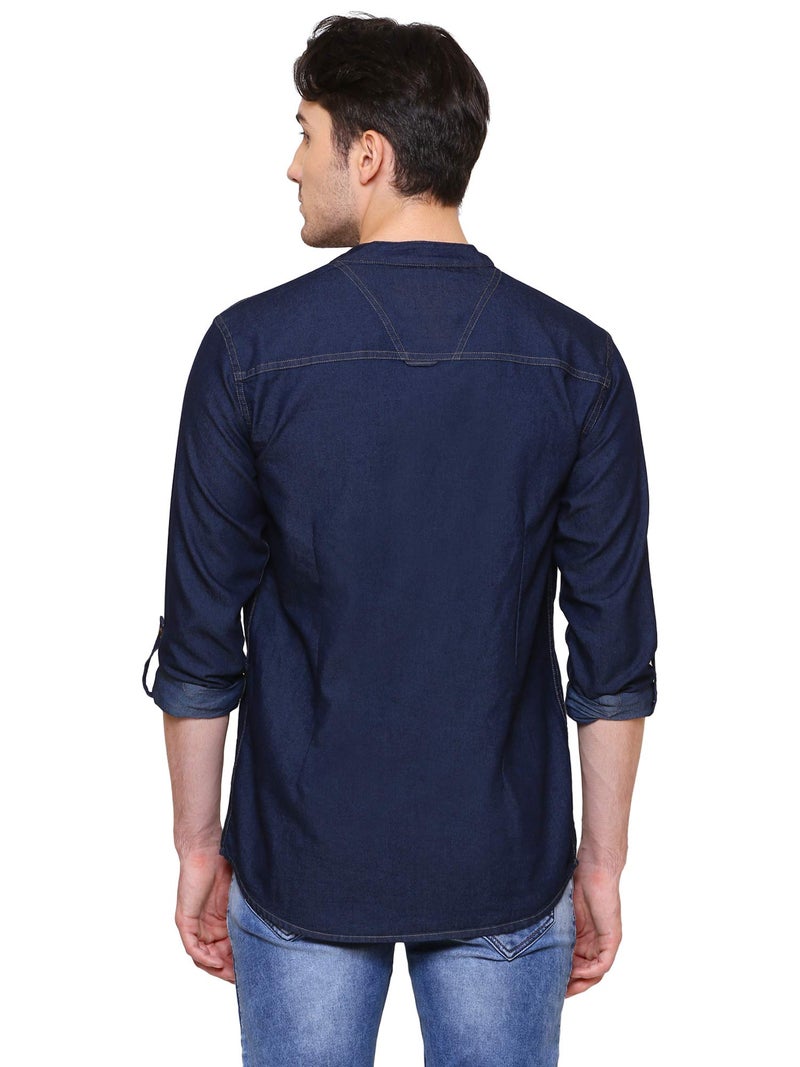 Kuons Avenue Men's Tailored Fit Denimax Blue Short Denim Kurta | Kurta Shirt for Men (KACLFS1235XXL_Denimax Blue_XX-Large) - Image 2