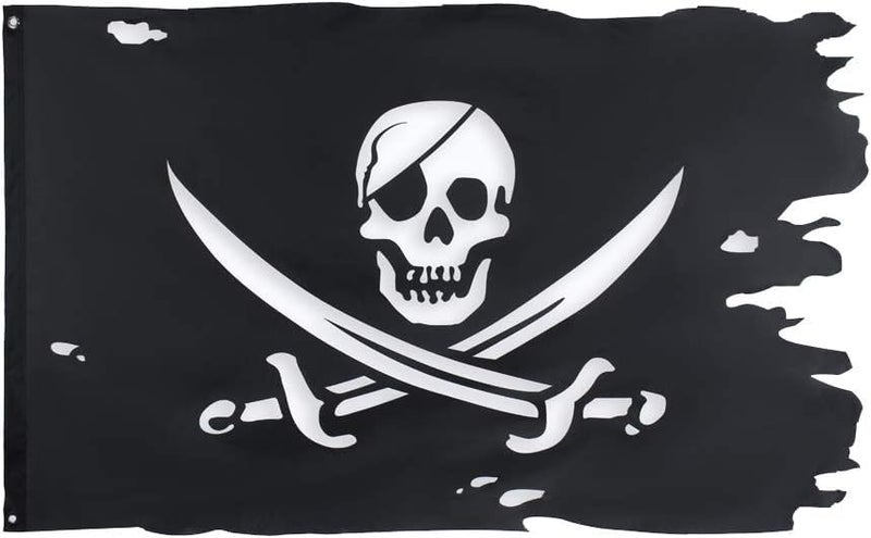 MANGO Party with Emma Jack Rackham Flag Broadsword Old Skull Bones Pirate Banner Creepy Ragged Pirate Favors Pirate Theme Supplies for Halloween Masquerade Ragged Broadsword - Image 2