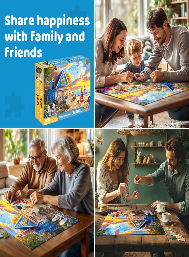 EIYRURU 300 Piece Jigsaw Puzzle for Adults - Charming Beach House, Sailboat & Playful Dog - Fun Perfection Game, Premium Puzzle for Relaxation, Family Activity or Gift (20.5" × 15") - Image 5