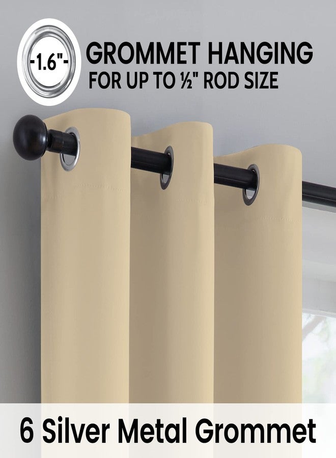 SimpleHome 100% Blackout Curtains for Bedroom,Thermal Insulated Cream Grommet Window Drapes Room Darkening Curtains for Living Room with Black Back,38 x 63 Inch,2 Panels - Image 5