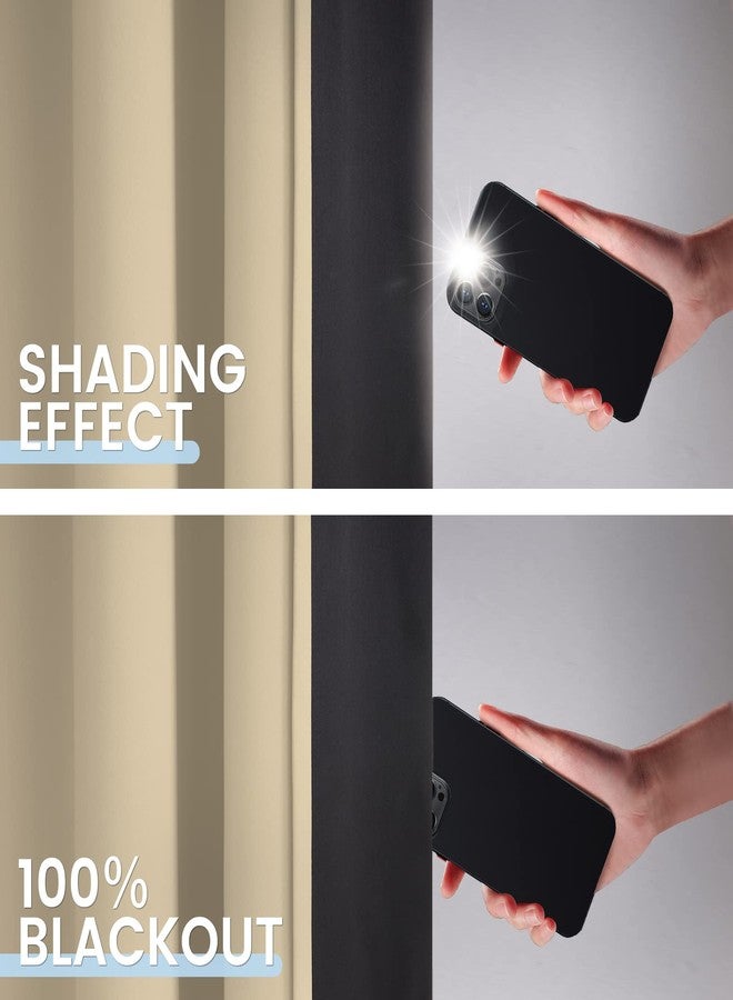 SimpleHome 100% Blackout Curtains for Bedroom,Thermal Insulated Cream Grommet Window Drapes Room Darkening Curtains for Living Room with Black Back,38 x 63 Inch,2 Panels - Image 3