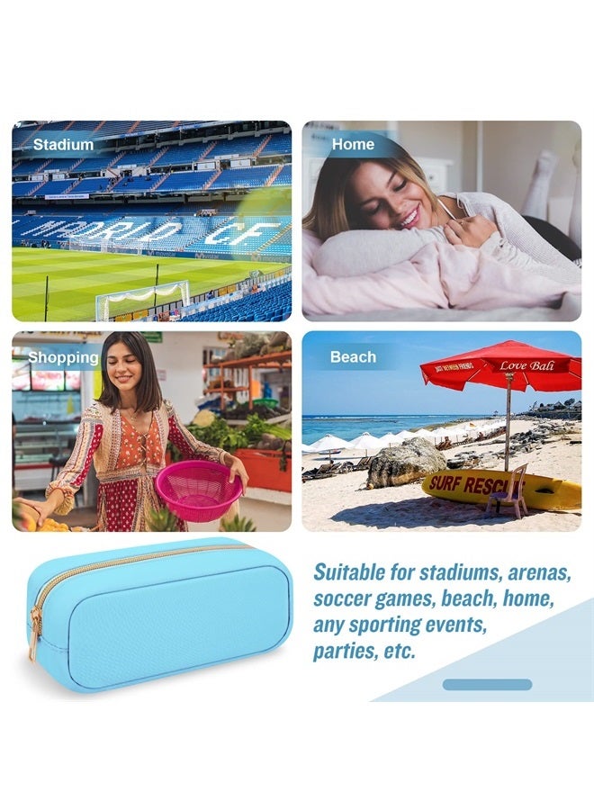 Iqimott حقيبة مكياج صغيرة من النايلون، حقيبة تجميل رفيعة بسحاب، حقيبة فرش مكياج أنيقة، حقيبة مكياج مدمجة، حقيبة أدوات شخصية، حقيبة نقود سفر بسحاب مقاومة للماء، حقيبة تخزين للسيدات والفتيات والمراهقات (زرقاء) - Image 5