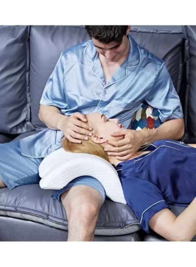 أكاليكس الذاكرة انتعاش بطيء ضغط وسادة رغوة الذاكرة قوس وسادة ، يو شكل الجليد الحرير النسيج منحني وسادة ، متعددة الوظائف 6 في 1 رغوة الذاكرة وسادة للسرير مكتب قيلولة السفر رومانسية زوج السفر وسادة - Image 2