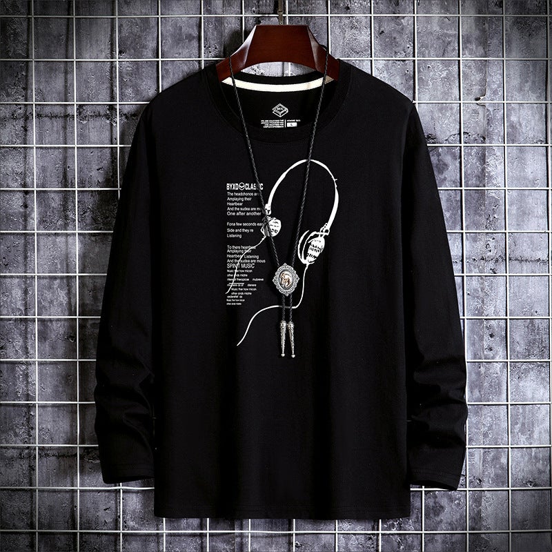 Trendy Men'S Long-Sleeved T-Shirt Men'S Trendy All-Match Round Neck Inner Base Shirt Men'S Slim-Fit Handsome T-Shirt - Image 2