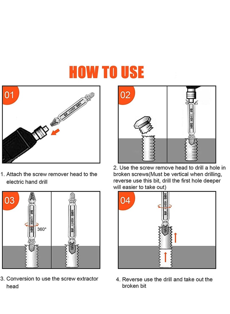 مجموعة إزالة البراغي 5 قطع من الصلب عالي السرعة مع مفتاح سداسي لصيانة الأسلاك التالفة ومجموعة لاستخراج البراغي التالفة - Image 3