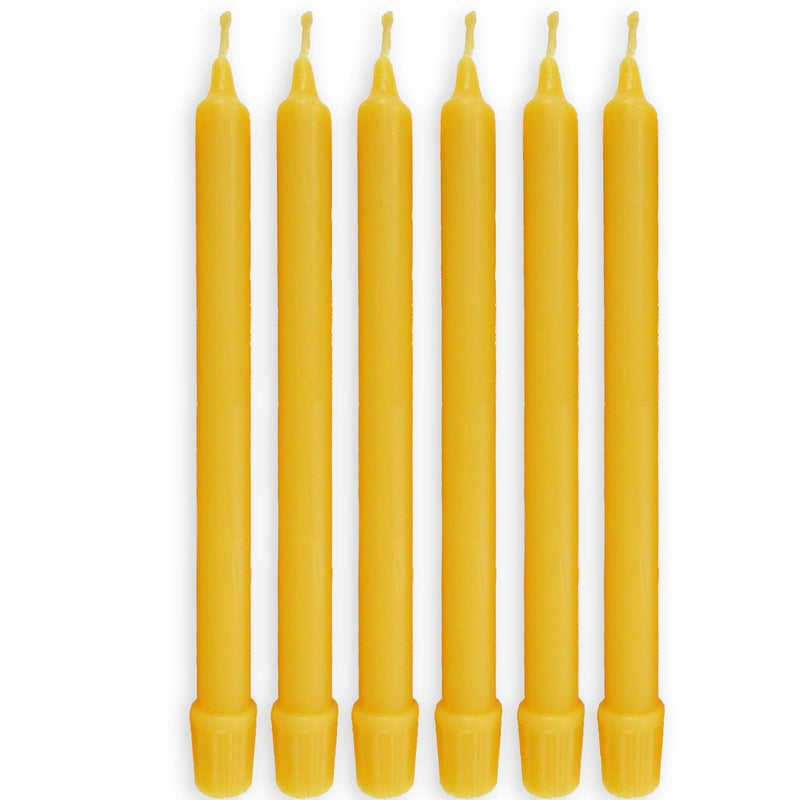 BCandle 100% Pure Beeswax Candles (Set of 6) 8-Hour Organic Hand Made - 8 Inches Tall, 3/4 Inch Diameter; Tapers - Image 1