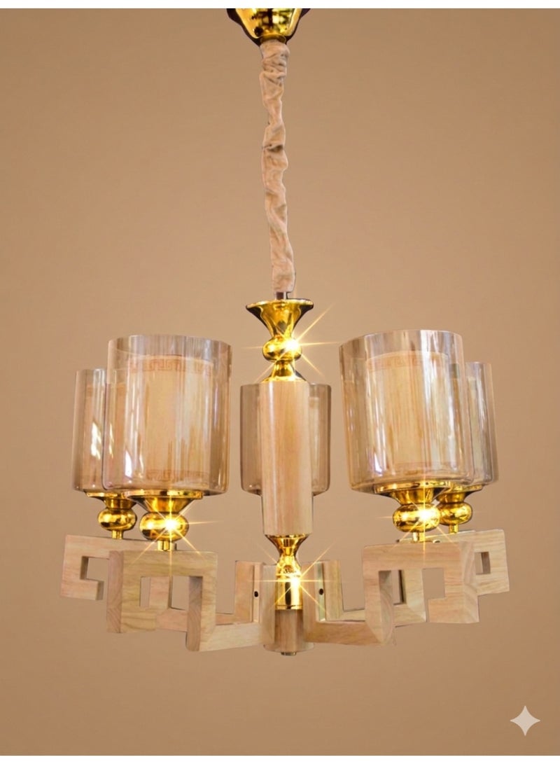 Neo-Classical Wood Chandelier - Image 2