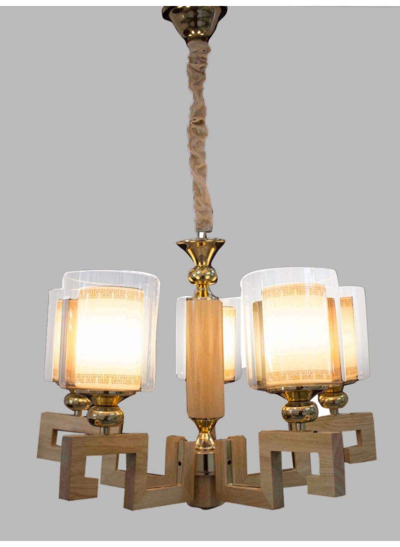 Neo-Classical Wood Chandelier - Image 4