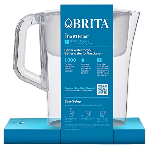 Brita Large 10 Cup Water Filter Pitcher with Smart Light Filter Reminder and 2 Standard Filtes, Made Without BPA, White (Packaging May Vary) (1512822) - Image 3