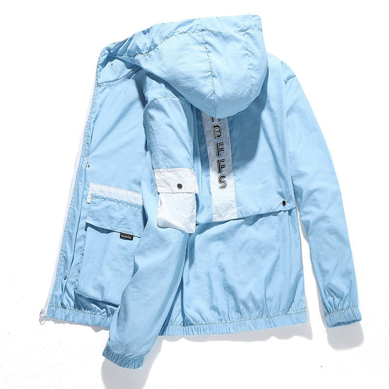 Generic Mens Sunscreen Clothing 2020 Breathable Outdoor Sports Summer Mens Skin Sunscreen Clothing Korean Fashionable Thin Jacket Blue  - Image 1