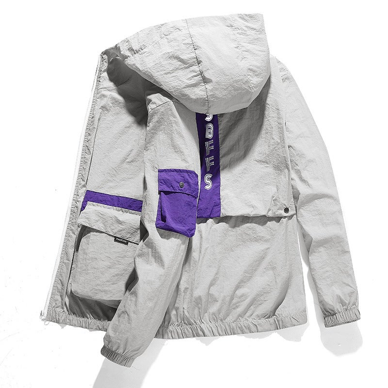 Generic Mens Sunscreen Clothing 2020 Breathable Outdoor Sports Summer Mens Skin Sunscreen Clothing Korean Fashionable Thin Jacket Blue  - Image 3