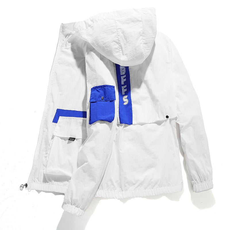 Generic Mens Sunscreen Clothing 2020 Breathable Outdoor Sports Summer Mens Skin Sunscreen Clothing Korean Fashionable Thin Jacket Blue  - Image 4