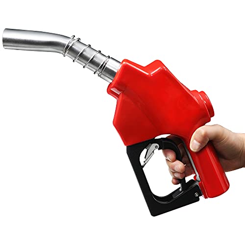 Azdele 1 Inch NPT Red Automatic Fueling Nozzle 1-3/16 Inches(OD=30mm) Spout Auto Shut Off Aluminum Alloy Diesel Petrol Fuel Nozzle, The Max Flow Rate 120L/Min - Image 1