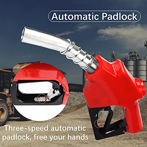 Azdele 1 Inch NPT Red Automatic Fueling Nozzle 1-3/16 Inches(OD=30mm) Spout Auto Shut Off Aluminum Alloy Diesel Petrol Fuel Nozzle, The Max Flow Rate 120L/Min - Image 5