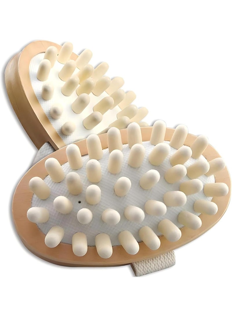 2 Pack   Cellulite Massager Wood Hand-Held Massager Body Brush Muscle Relax Sauna Spa Head Massage Brush - Image 1