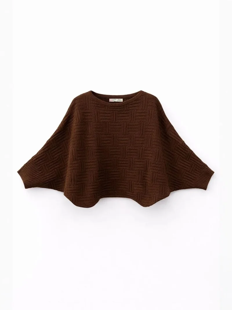 ميكسراي MIXRAY Oversized Textured Ribbed Crew Neck Sweater