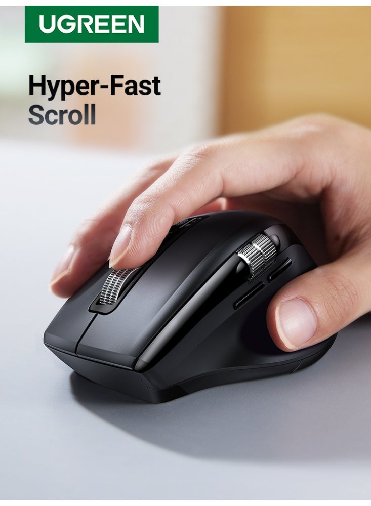 Ugreen Wireless Mouse for Laptop & MacBook, Bluetooth + 2.4G Dual Mode Mouse with 3 Device Connection, Up to 5000 DPI, 5-Level Adjustment, Side Scroll Wheel, Portable Ergonomic Mouse for Office, Travel & Creative Work black - Image 1