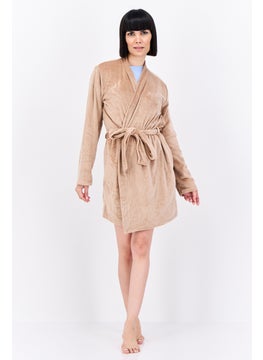 bebe Women Belted Brand Logo Robes, Beige  - Image 4