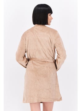 bebe Women Belted Brand Logo Robes, Beige  - Image 3