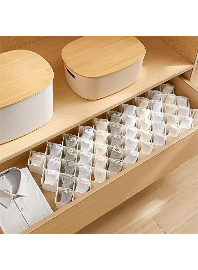 Drawer Dividers Organizers, Plastic Underwear and Sock Separator, Honeycomb Legging Belt Scarf Organizer (Set of 2 White) - Image 2