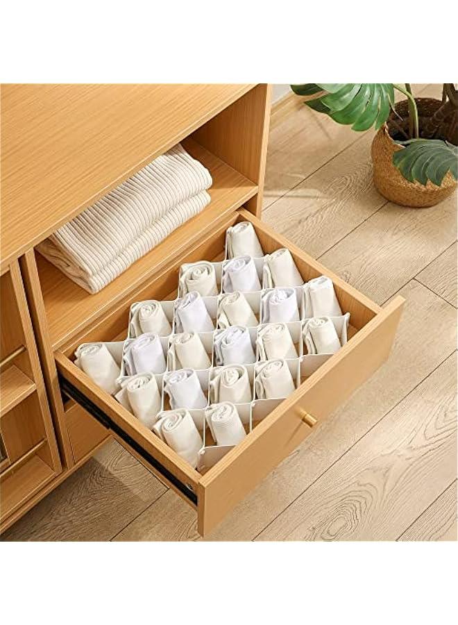 Drawer Dividers Organizers, Plastic Underwear and Sock Separator, Honeycomb Legging Belt Scarf Organizer (Set of 2 White) - Image 3