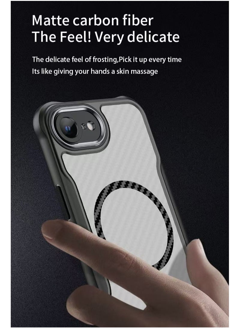 DKNG - Compatible with iPhon16e MagSafe Carbon Fiber Magnetic Thickened Matte Dropproof Wireless Charger, compatible with iPhon16e Black - Image 1