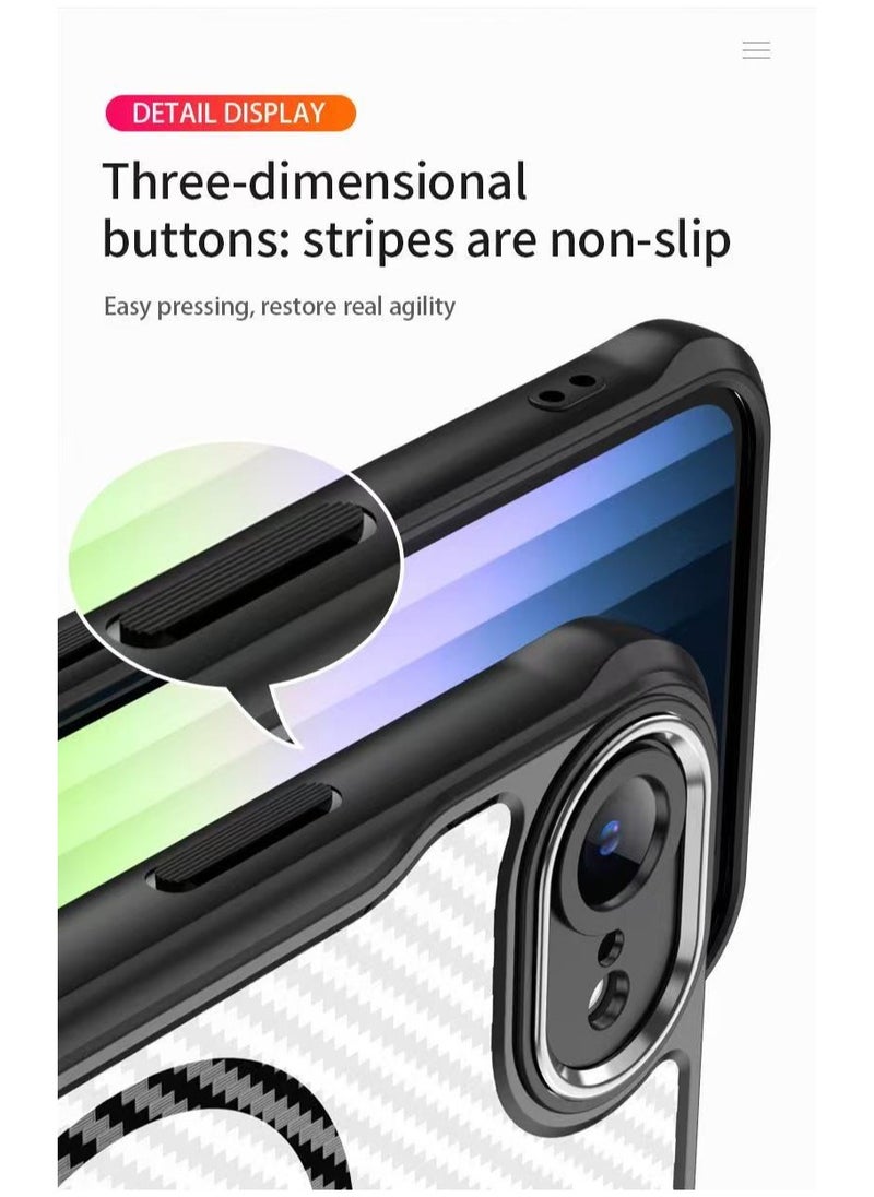 DKNG - Compatible with iPhon16e MagSafe Carbon Fiber Magnetic Thickened Matte Dropproof Wireless Charger, compatible with iPhon16e Black - Image 1