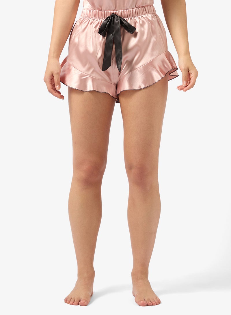 Ginger Satin Cami Top & Frill Detail Short Set - Image 4