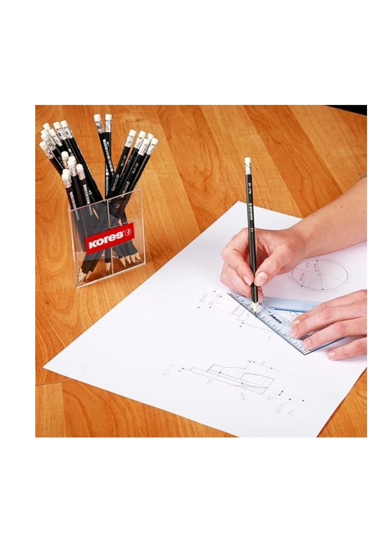 Kores Graphite Pencils for Kids and Adults with Soft Lead and Eraser Tip, Triangular Shape, School and Office Supplies for Writing, Drawing and Sketching, Pack of 12  - Image 2