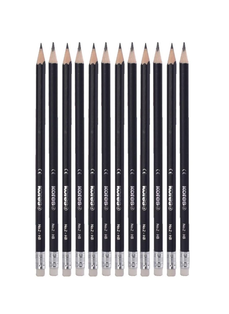 Kores Graphite Pencils for Kids and Adults with Soft Lead and Eraser Tip, Triangular Shape, School and Office Supplies for Writing, Drawing and Sketching, Pack of 12  - Image 5