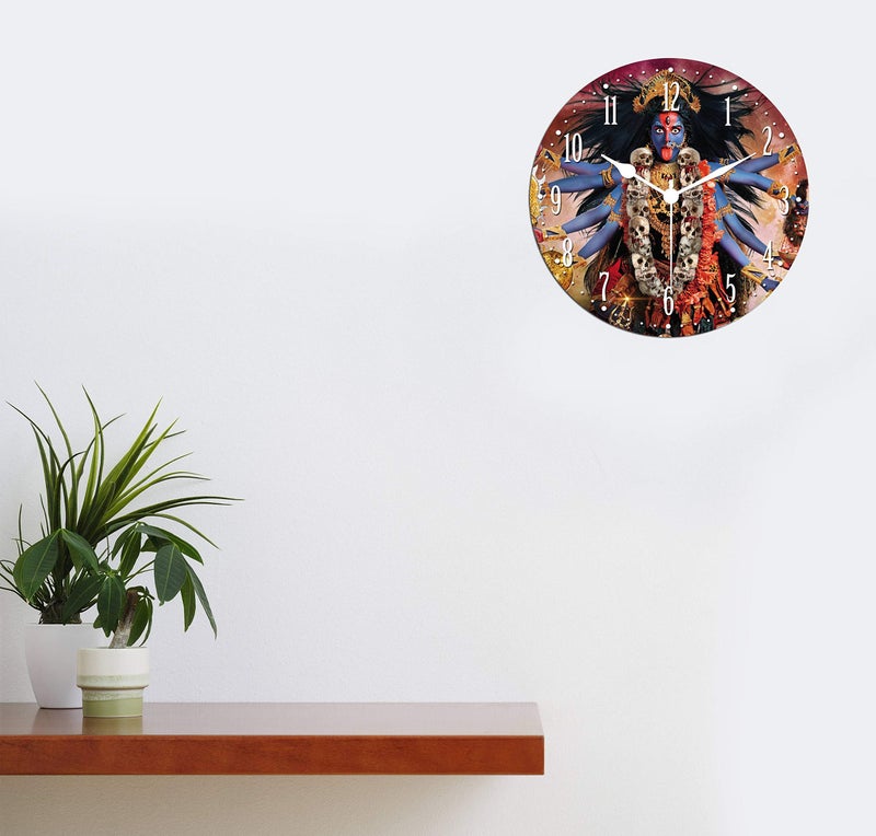 KARTIK Maa Kali Religious Round Wall Clock Printed, Analog Display for Home Wall Decoration. Ideal for Living Room, Bedroom, Office and Puja Room, Spiritual Themed Decor 11 Inch Without Glass - Image 2