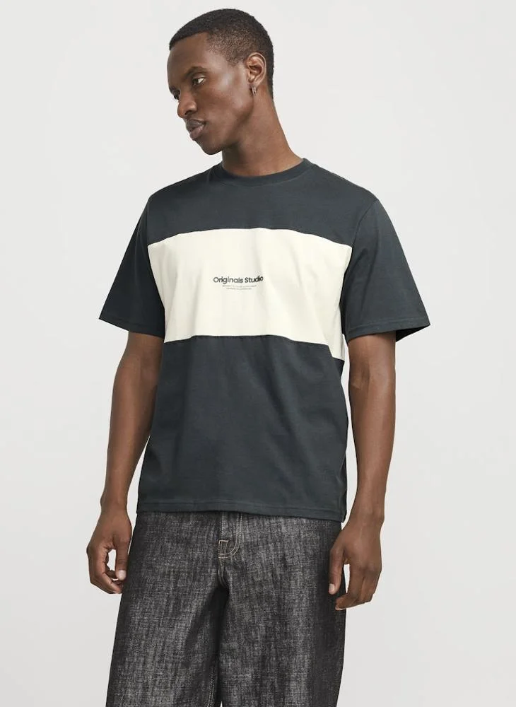 جاك اند جونز Jorvesterbro Block Tee Short Sleeve  Crew Neck T-Shirt