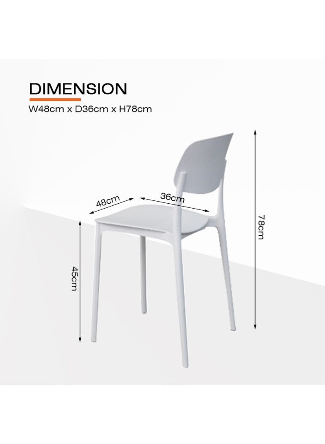 ماهاماي كرسي بلاستيكي قابل للتكديس من ماهمايي UL UT-C100 مصنوع من مادة البولي بروبيلين المتينة وخفيف الوزن بتصميم موفر للمساحة للمنزل والمكتب والكافيتريا - أبيض - Image 2