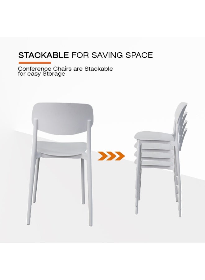 ماهاماي كرسي بلاستيكي قابل للتكديس من ماهمايي UL UT-C100 مصنوع من مادة البولي بروبيلين المتينة وخفيف الوزن بتصميم موفر للمساحة للمنزل والمكتب والكافيتريا - أبيض - Image 3