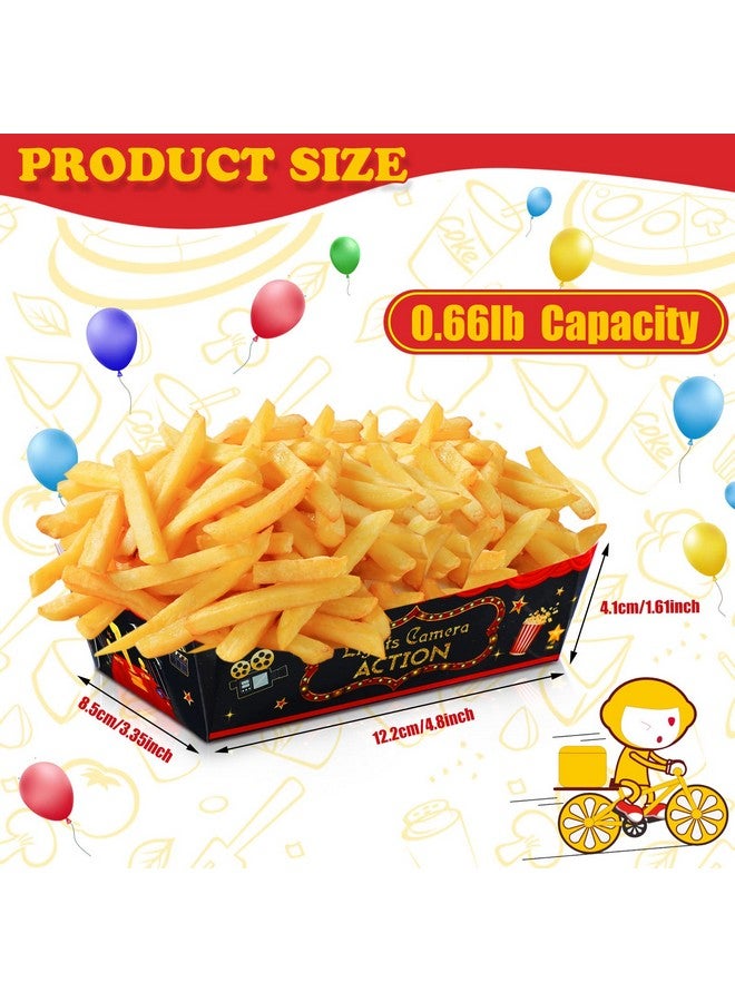 Tegeme 30 Pieces Movie Night Snack Trays Party Supplies Red Nacho Paper Food Trays Movie Theme Decoration Popcorn Paperboard Holder For Movie Theater Birthday Party Favors, 0.66Lb - Image 2