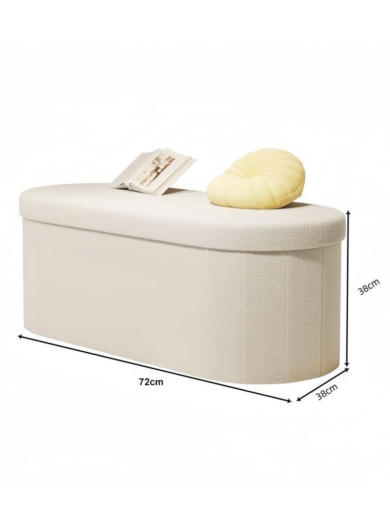 WALALLA Large, Soft Microfiber Storage Ottoman with Foldable Design Ideal for Sofa Bed and Home Decor Perfect for Storing Toys Books White 72*38*38cm - Image 2