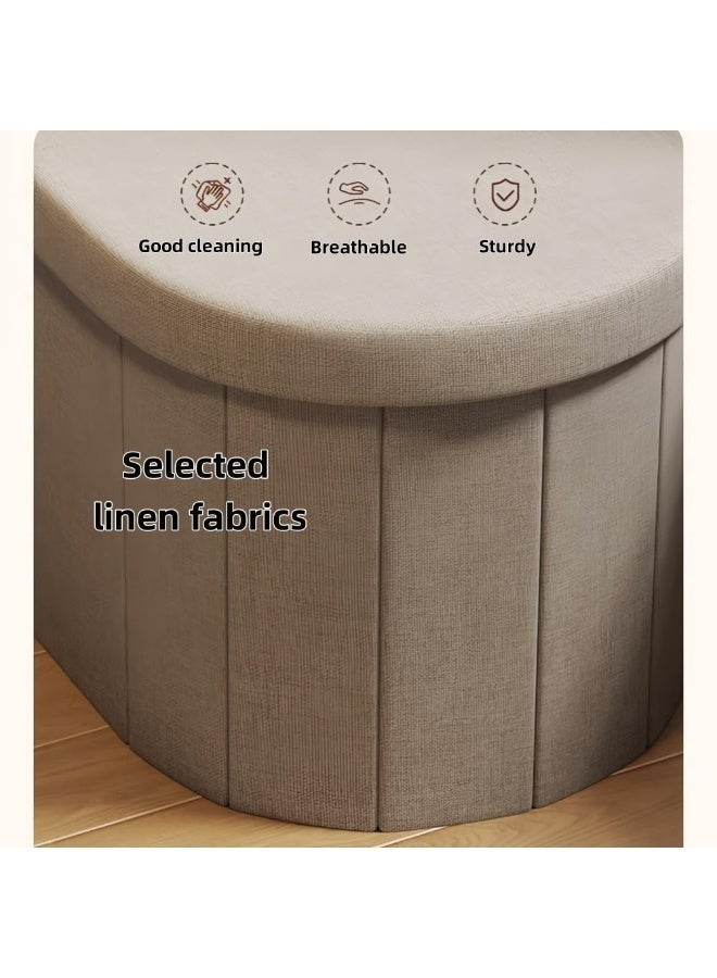 WALALLA Large, Soft Microfiber Storage Ottoman with Foldable Design Ideal for Sofa Bed and Home Decor Perfect for Storing Toys Books White 72*38*38cm - Image 4