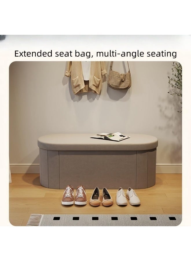 WALALLA Large, Soft Microfiber Storage Ottoman with Foldable Design Ideal for Sofa Bed and Home Decor Perfect for Storing Toys Books White 72*38*38cm - Image 3