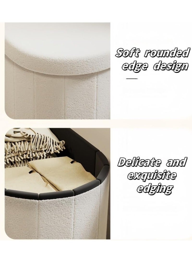 WALALLA Large, Soft Microfiber Storage Ottoman with Foldable Design Ideal for Sofa Bed and Home Decor Perfect for Storing Toys Books White 72*38*38cm - Image 5