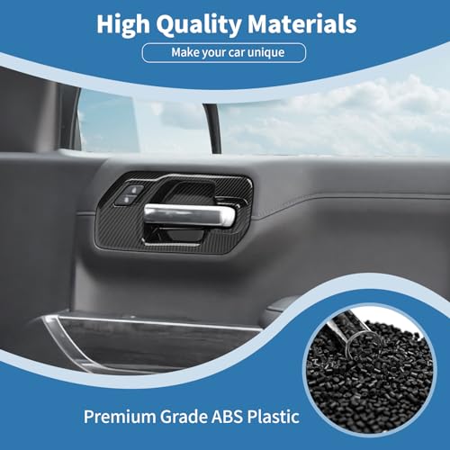 PDKLIN for Silverado Front Door Inner Door Handle Bowl Cover Trim for Chevy Silverado GMC Sierra 20192022 Carbon Fiber Interior Accessories 2pcs - Image 3