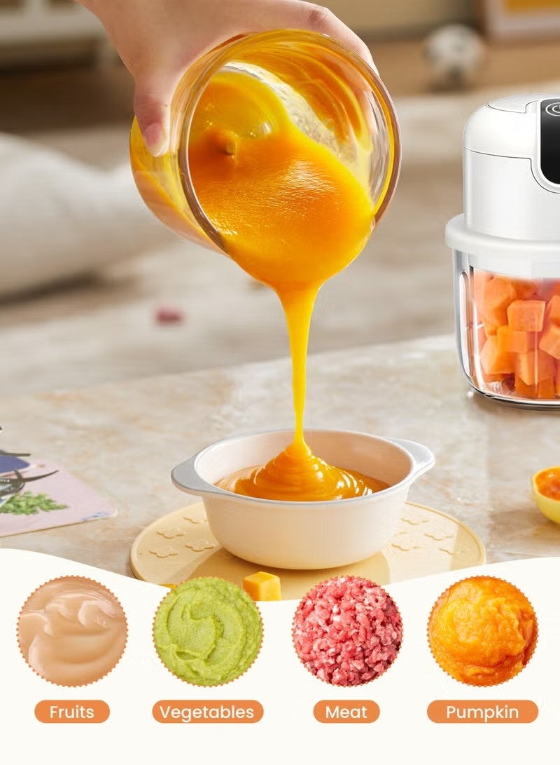 فيفب صانع طعام الطفل - خلاط كهربائي ، طاحونة طعام صغيرة ، وعاء زجاجي ، لخلط طعام الطفل ، أبيض - Image 2