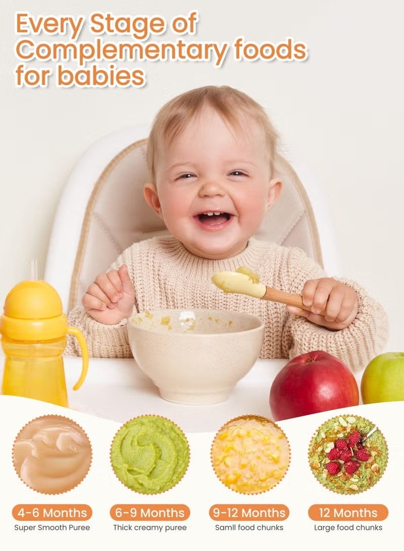 فيفب صانع طعام الطفل - خلاط كهربائي ، طاحونة طعام صغيرة ، وعاء زجاجي ، لخلط طعام الطفل ، أبيض - Image 4