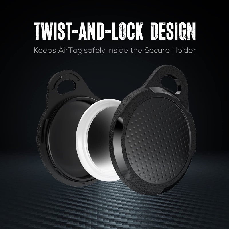 typecase حافظة مقاومة للماء لأير تاج، 4 حزمة حامل مفاتيح أير تاج متوافق مع أبل أير تاج، حافظة واقية فائقة المتانة ضد الخدوش مع حلقة مفاتيح/حزام للأمتعة، حقيبة الظهر، طوق الكلب، أسود - Image 3